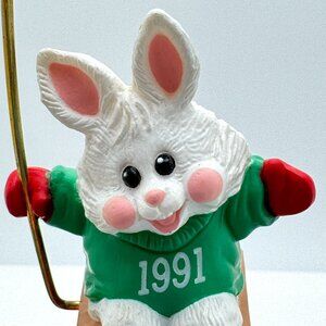 Hallmark 1991 Keepsake Ornament Ski Lift Bunny Handcrafted Julia Lee QX5447